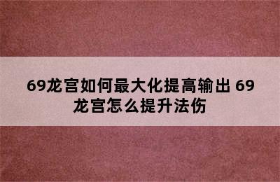 69龙宫如何最大化提高输出 69龙宫怎么提升法伤